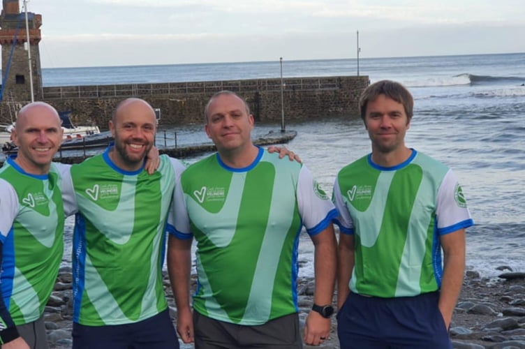 Trekking friends from left Nige Locke, Steve Andrews, Steve Payne and Lee Wickett at the start of their adventure.