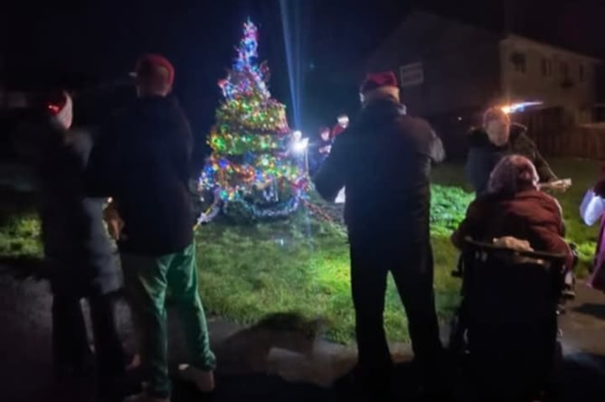 Woodland Way residents in Gunnislake lit their community Christmas tree yesterday (Suinday)