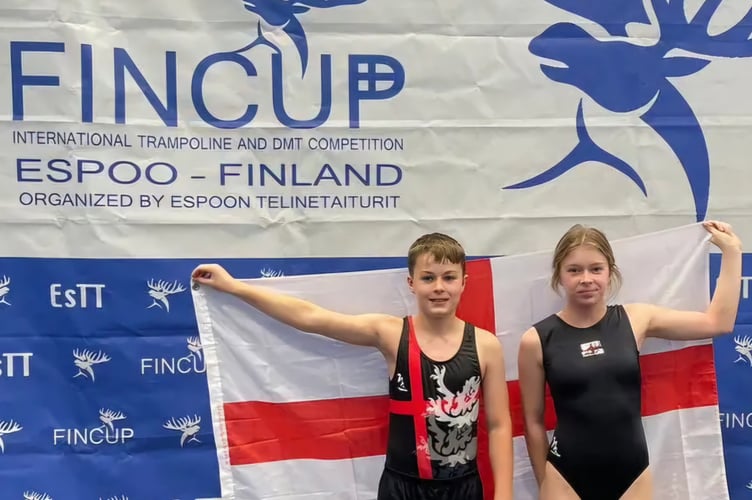 Mason Parker-Groves and Connie James representing England in Finland