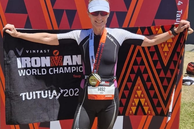 Tavistock athlete Jenny Jeeves achieved an amazing top ten age group finish in the Ironman Triathlon world championships.