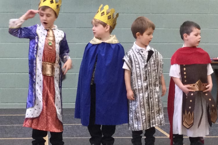 Bere Alston Nativity play with kings and wise men.