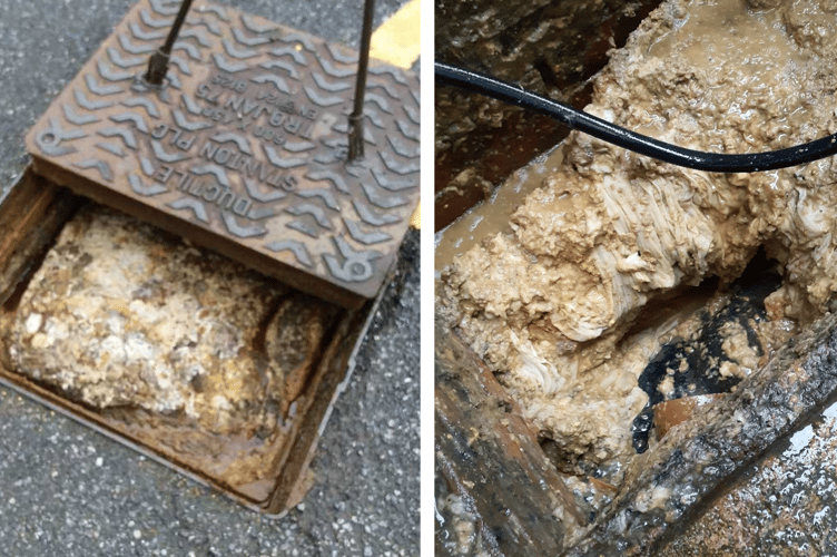 Unsavoury build up of fats, oils and grease (FOGs) block up the SWW network; they are asking customers to dispose of fats responsibly. (Picture: South West Water)