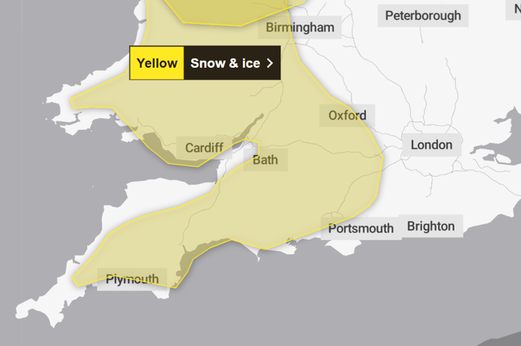 Weather Warning Monday - Met Office 