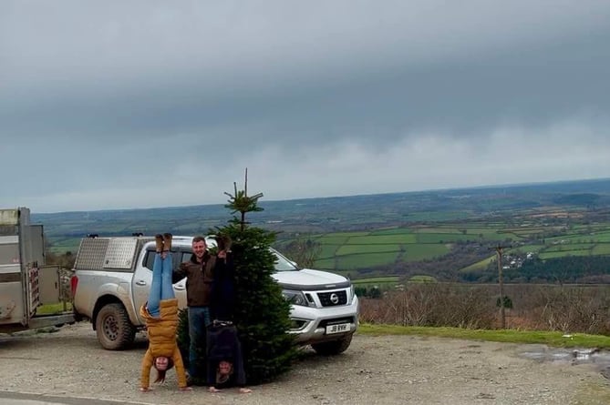 Collecting a tree taller than them are Lily Kitson, Rhys Hughes and Stephanie Vellacott