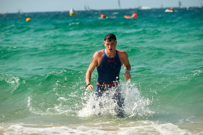 Barnaby, of Mount Kelly College took part in the Oceanman challenge.