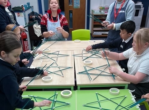 Walkhampton School has a full curriculum - seen here making lanterns.