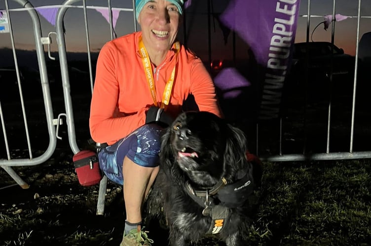 Keeley Phillips and Carole Loader (pictured with Scoobie) took part in the Tehidy Twilight Run.