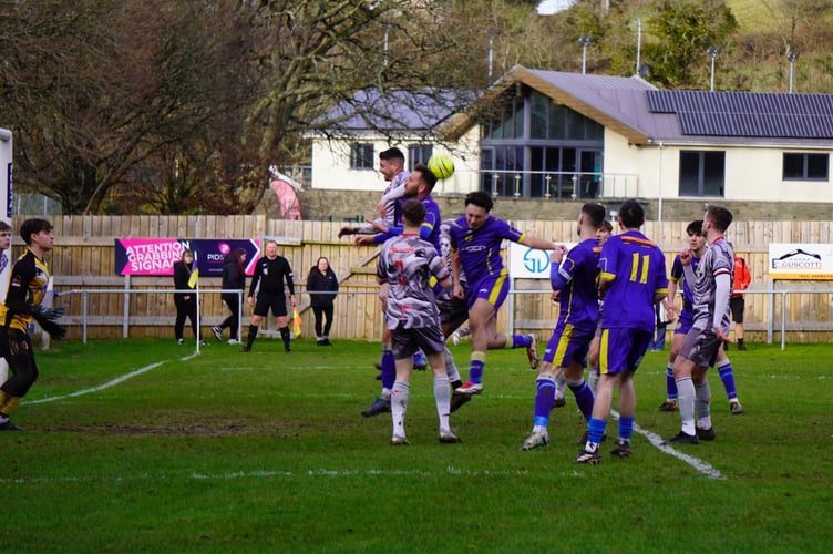 Action from Okehampton Argyle vs Bovey Tracey AFC