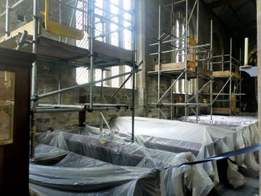 Tavistock Parish Church is a big step nearer starting building a kitchen and toilet block inside, thanks to new funding. Pictured is some early preparation work.