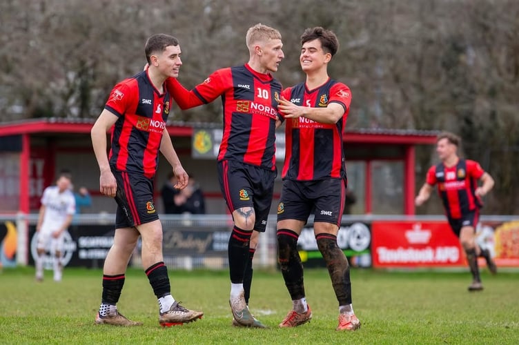 Tavistock AFC celebrations against Bashley