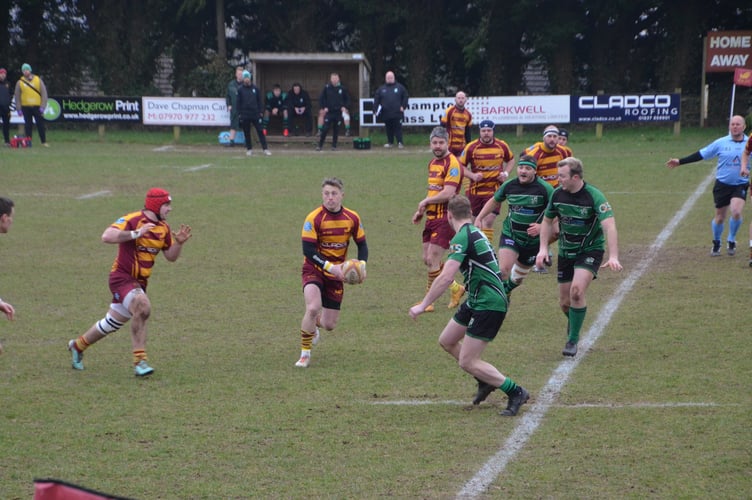 Rugby action between Okehampton and Ivybridge