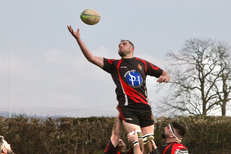 Jamie Legg plucks it out of the air for Tavistock RFC