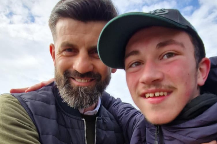 Argyle fan Damien Bowyer, 17, and Argyle manager Miron Muslic share a consolation hug after a home loss to Sheffield Wednesday.  